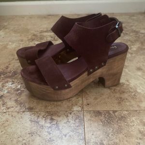 Five Worlds by Cordani Wooden Platform Clog Sandal size 40 / US9 in wine color